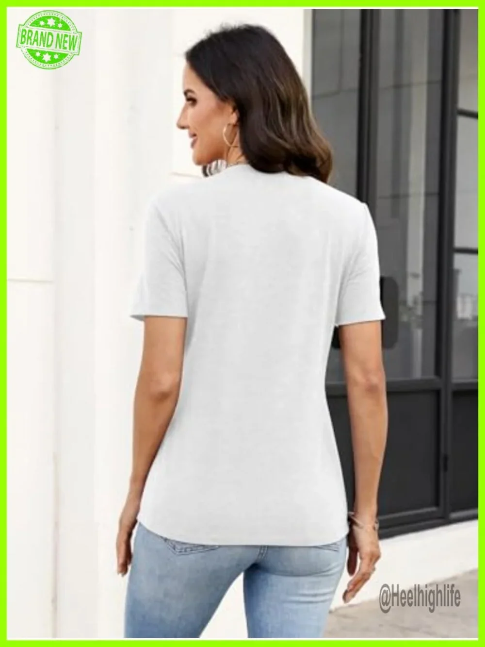 Women's V Neck Short Sleeve Henley T-Shirt Casual Summer Top